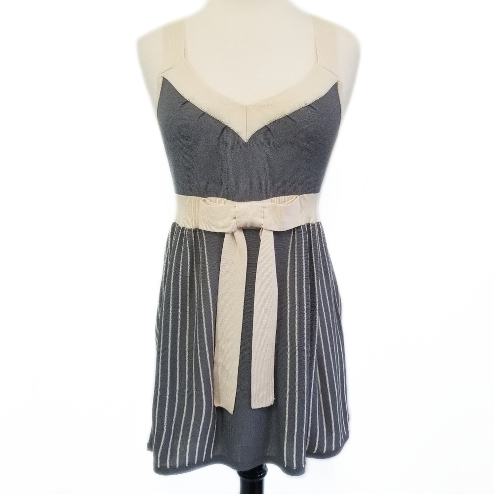 NANETTE LEPORE Womens Gray & Cream Knit Stretchy Tank Top Size XS
